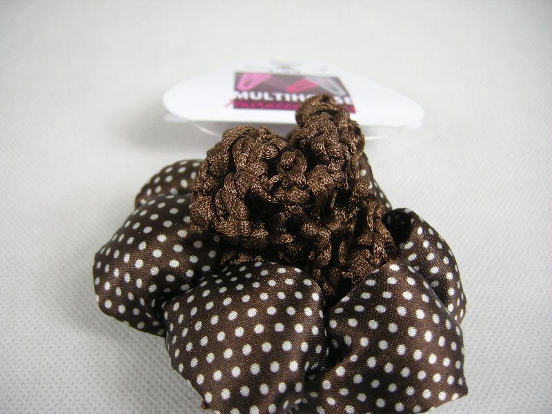 (image for) Scrunchie bruin met haarnetje.